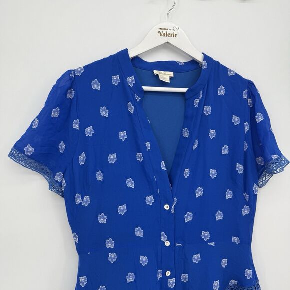 Shoshanna Blue Marlene Floral Button Front Mini Dress Size 8 Formal - Picture 2 of 11